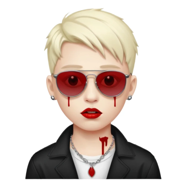 boy high fashion model with lip piercing sunglasses blood  sticker