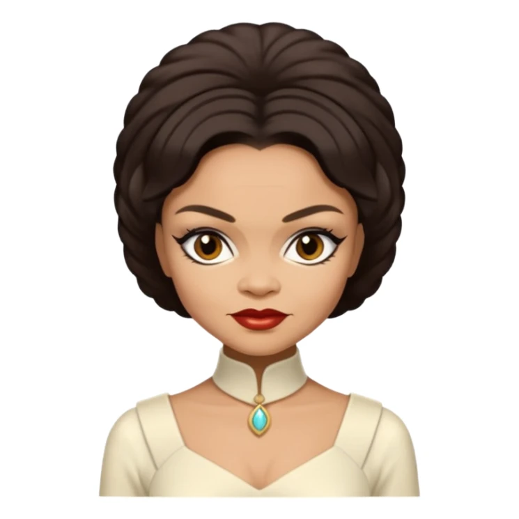Eartha Kitt with dark brown hair, ivory outfit sticker