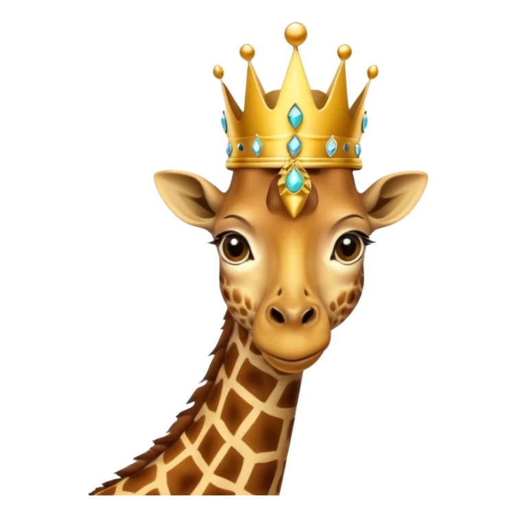 giraffe with jewellery and crown with birds flying around head sticker