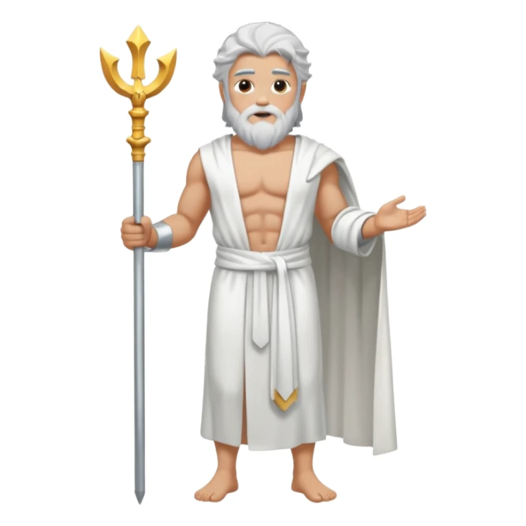 fullbody silverhair shirtless god ZEUS, white robe over shoulder, standing still sticker