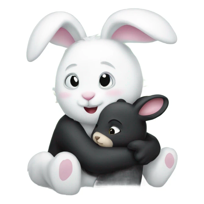 A white bunny hugging her black bear boyfriend  sticker