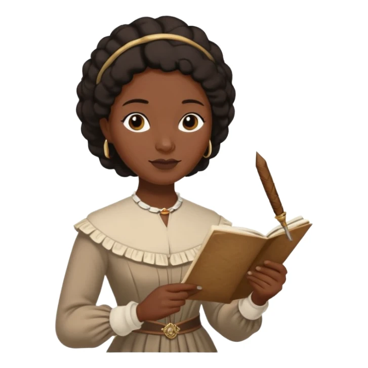 Jane austin writing with a quill in hand, make her black sticker