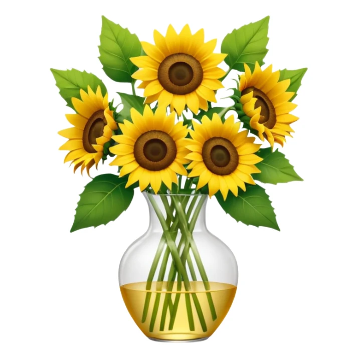 sunflower bouquet in a clear vase with scandinavian copenhagen vibe sticker