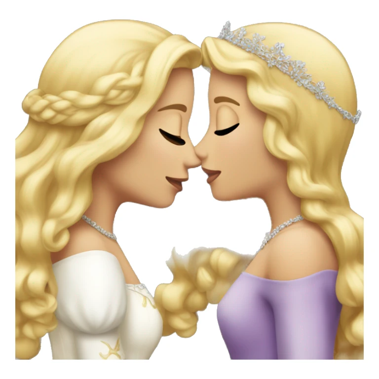 2 women princesses couple blonde kiss sticker