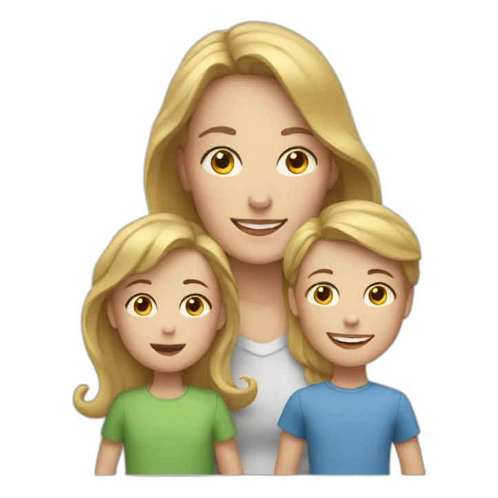white woman with white 2 kids sticker