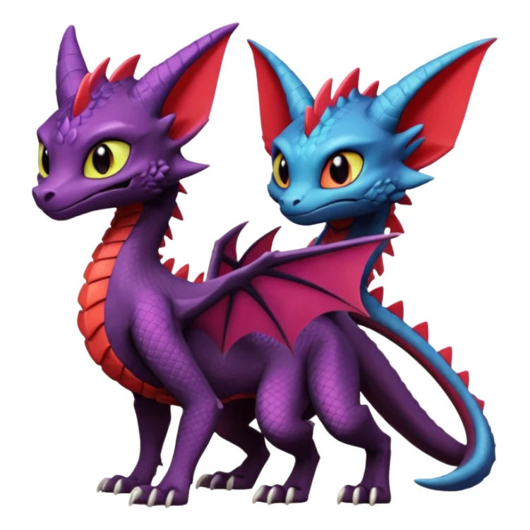 Cynder-Toothless-Spyro-Sergal-Lykoi-Pokémon-Fakémon-creature-hybrid sticker