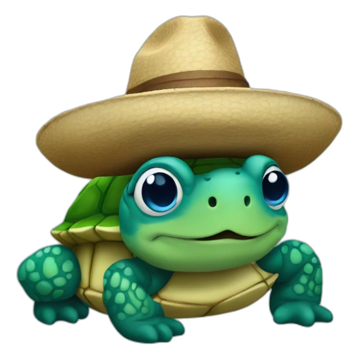una tortuga azul con sombrero triste sticker