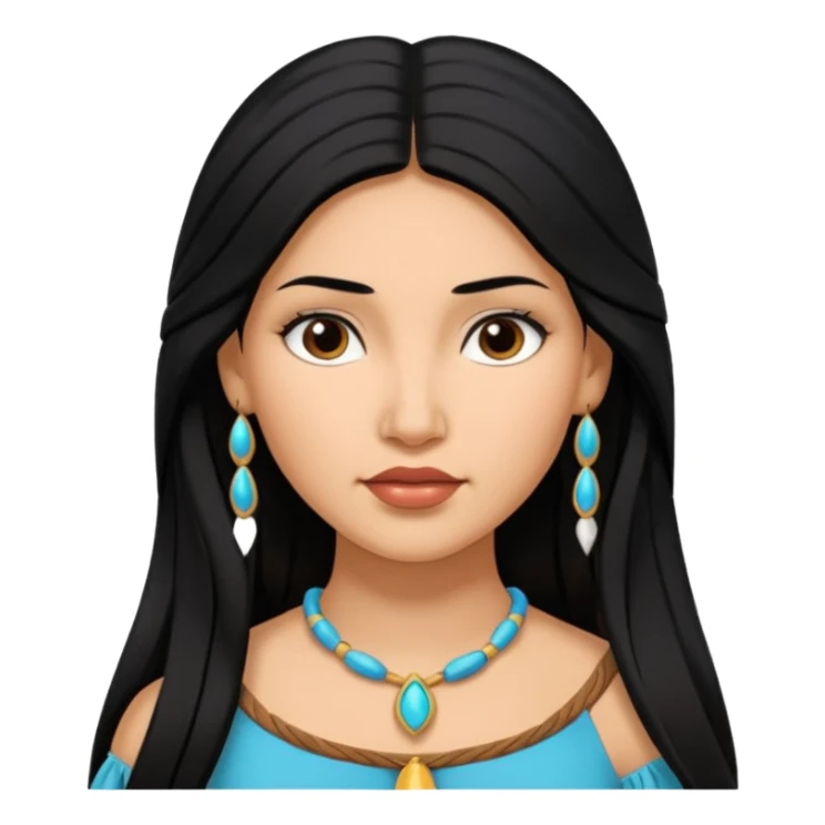 Thick Pocahontas black hair light skin  sticker