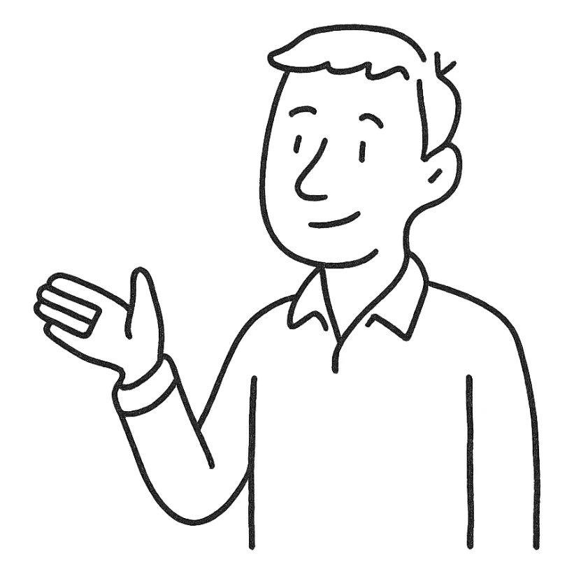hand drawn outlined icon of a man gesturing sticker