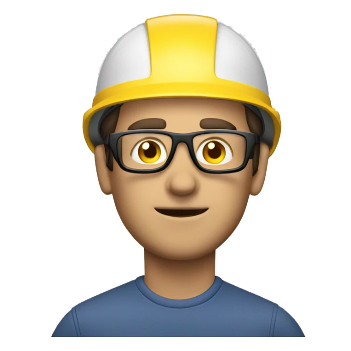 Caucasian man wearing safety helmet, glases and earplugs sticker