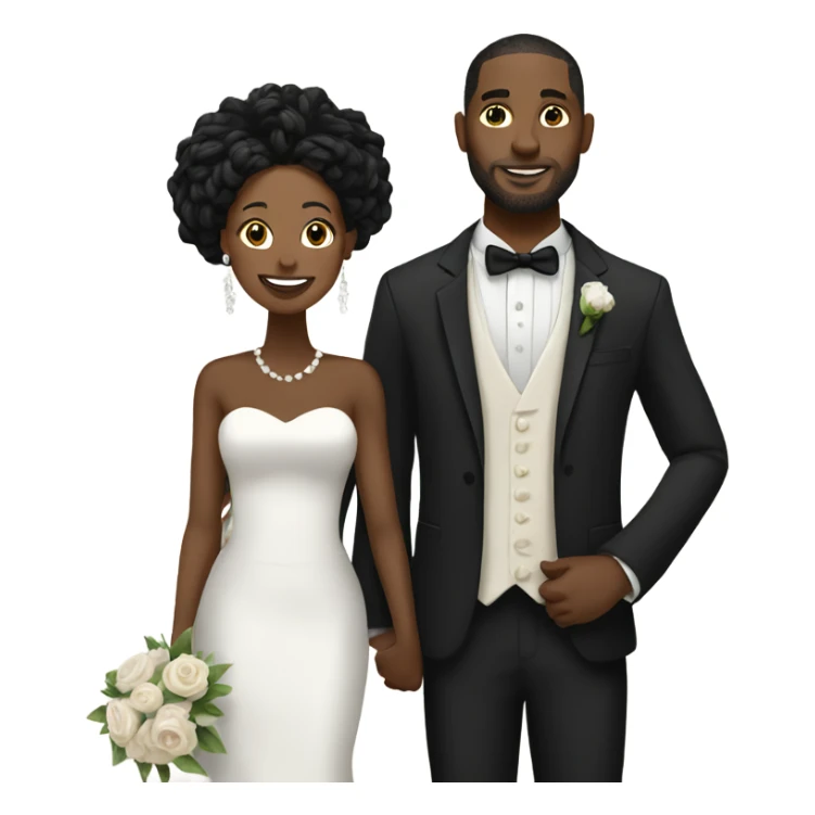 black couple with black locs, full body wedding sticker