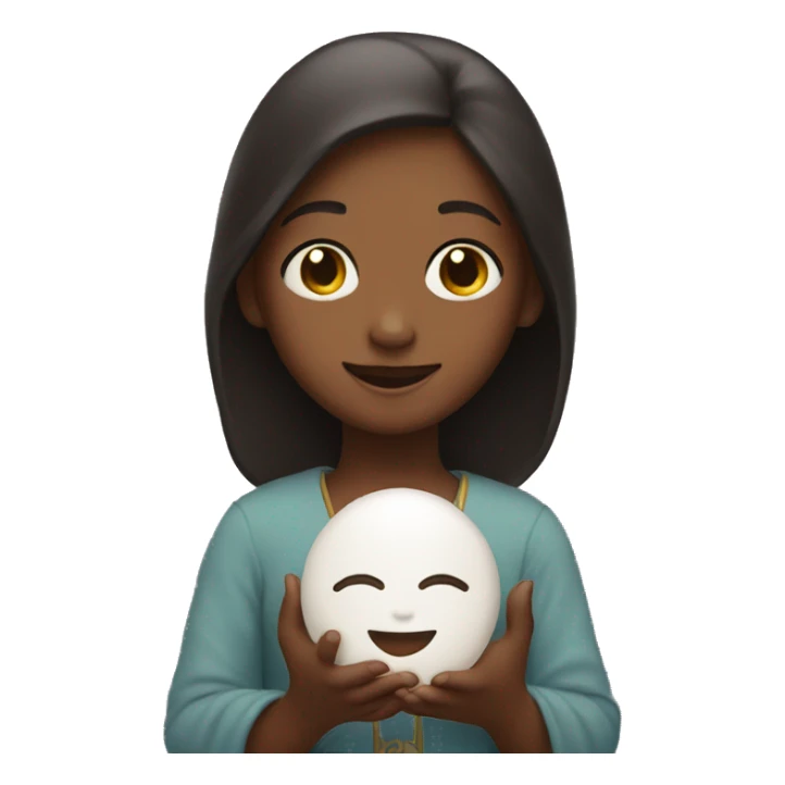 girl holding small smiling god  sticker