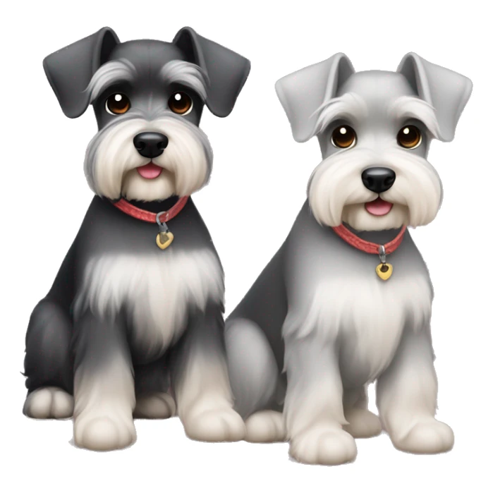 Two cute mini schnauzers and one is darker and one is lighter and fat sticker