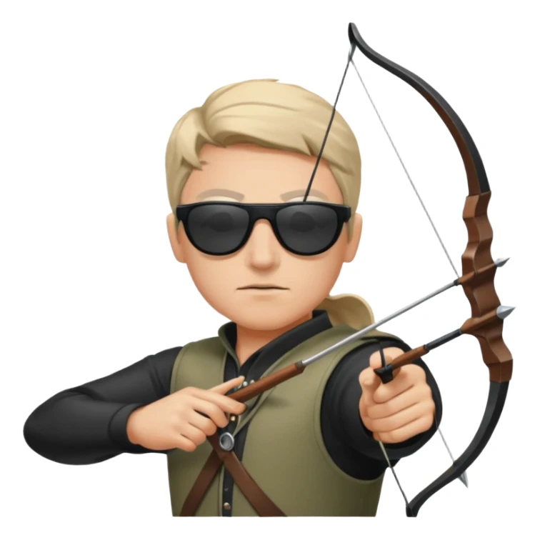 Blind archer aiming show black shades on the archer sticker
