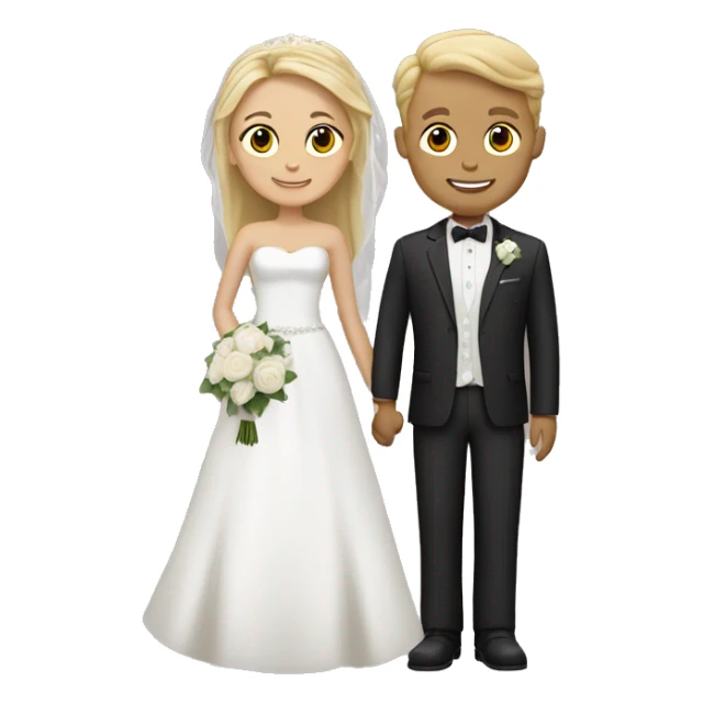 Bride with groom, both have light skin, bride is blond, groom is brown hair sticker