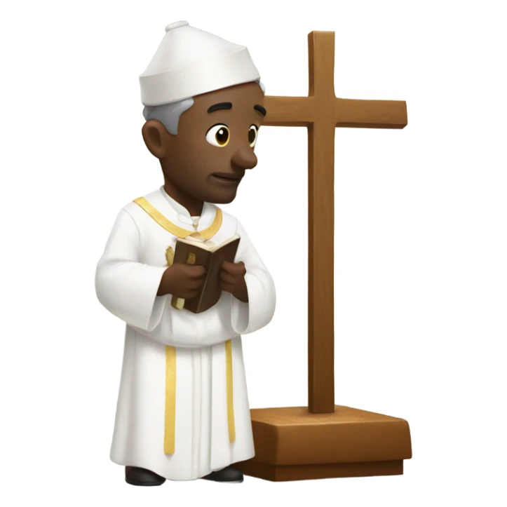 A bullock on an alter being with a priest  sticker