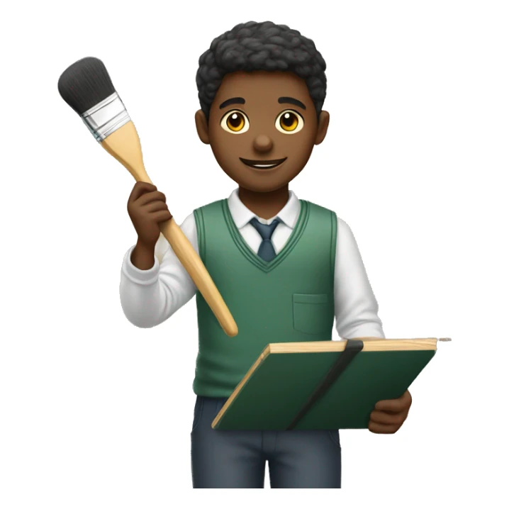 schoolboy holds brush and palette sticker