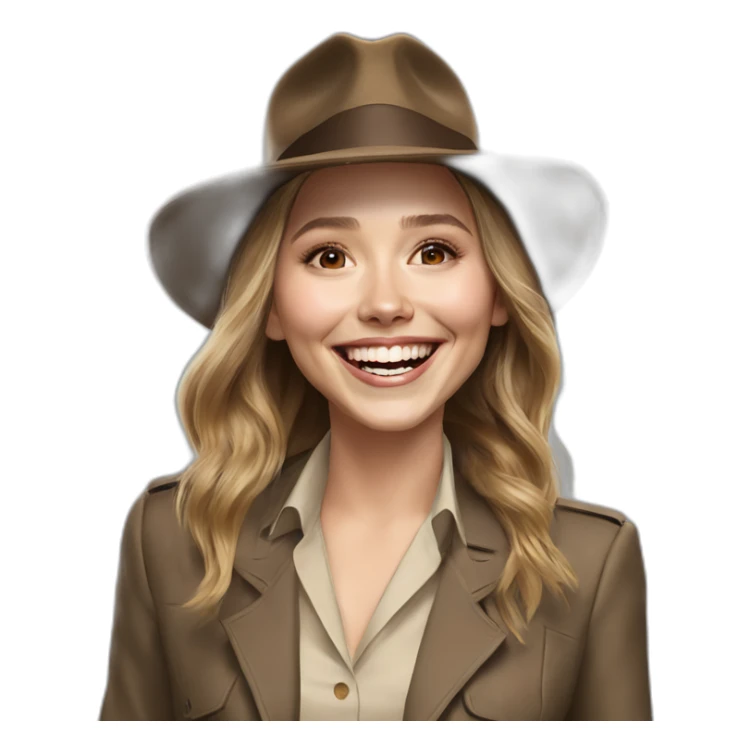 Elizabeth olsen in Indiana jones suit laughing sticker