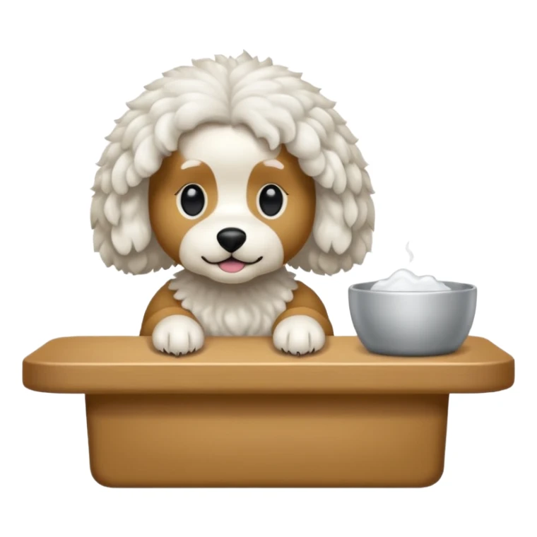 caniche blanco en peluqueria canina sticker