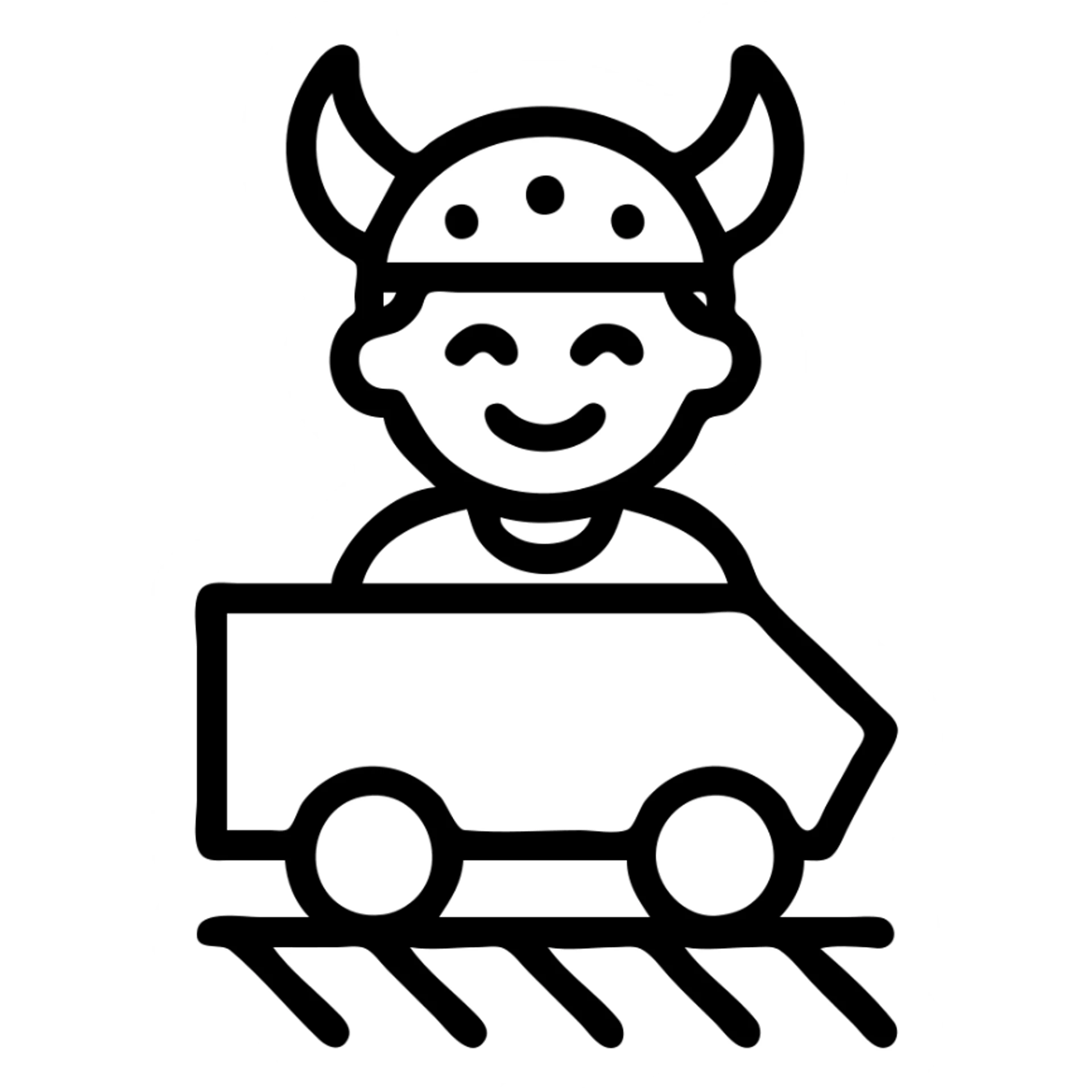 Icone un viking enfant qui sourie et qui est dans un roller coaster  sticker