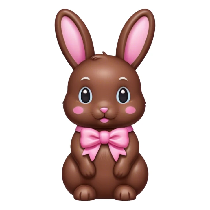 chocolate candy bunny with pink bow on neck sticker
