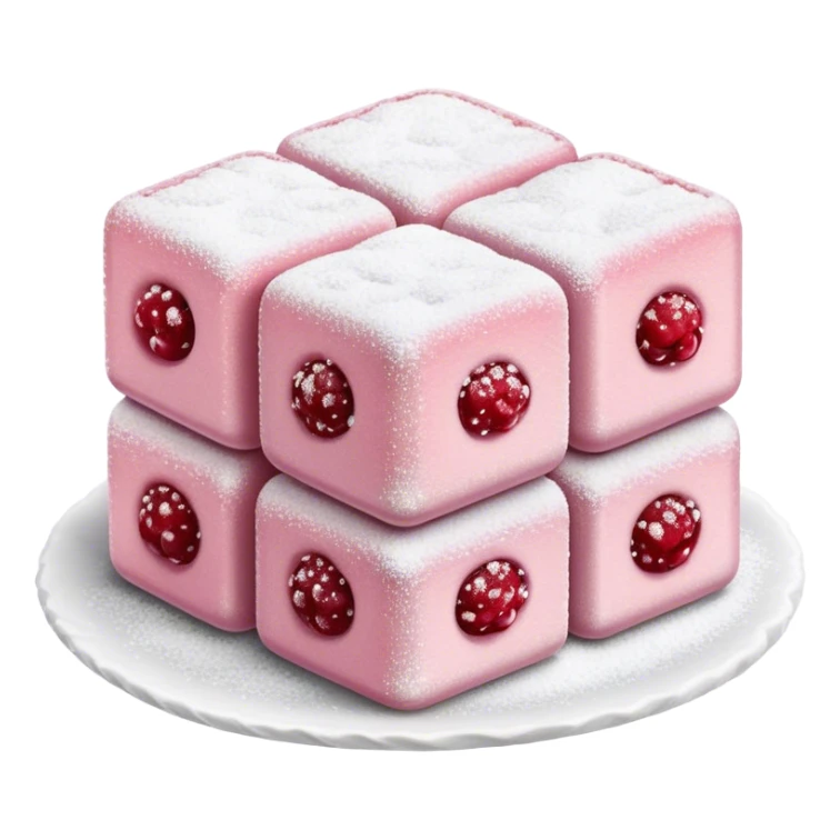 Cinematic Realistic Turkish Delight Dessert Emoji, featuring delicate, chewy confections dusted with powdered sugar rendered with vibrant textures and soft, inviting lighting. sticker