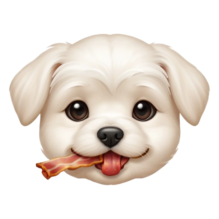 maltese dog face small puppy bacon in mouth  sticker