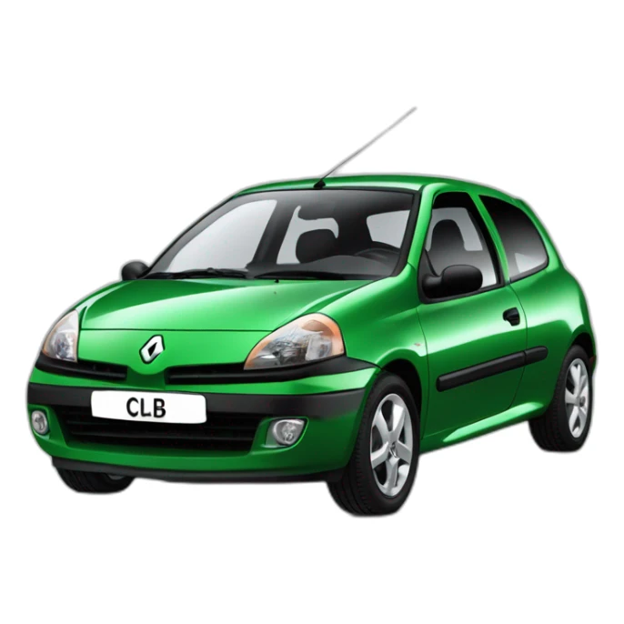 Green car Renault Clio 2 phase 2 sticker