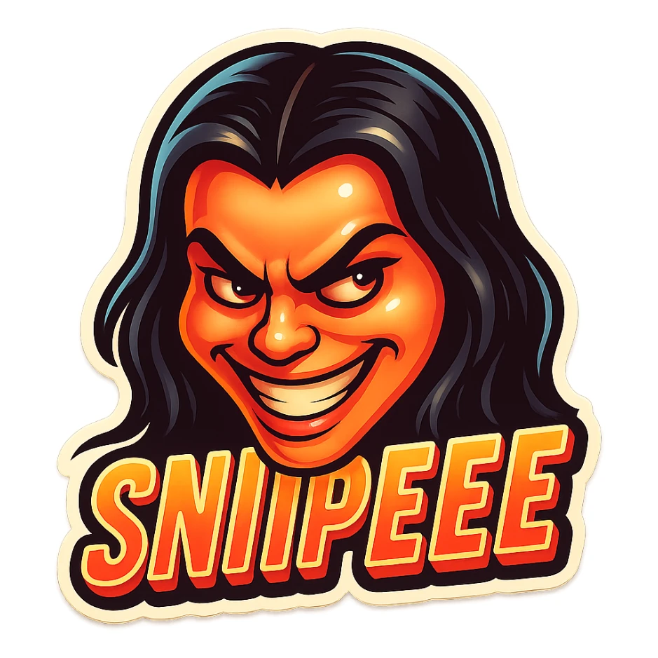 grin EVIL LOOk , Make it say "SNIPEEE" sticker