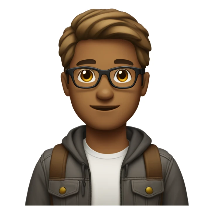 young man - tan skin - light beard - short brown hair - glasses sticker