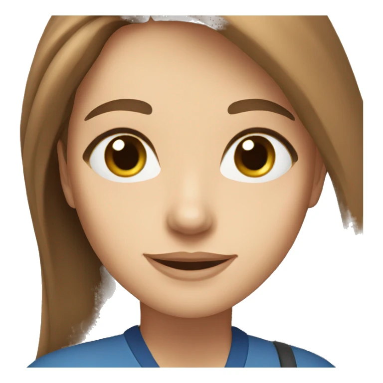 Woman,long brown hair, blue eyes, teacher sticker