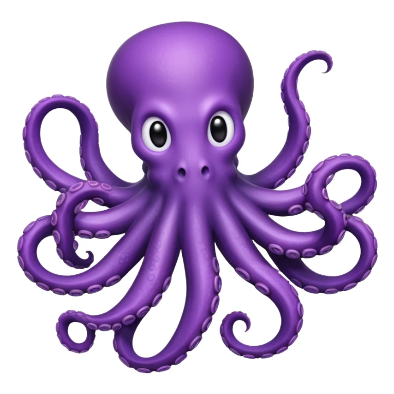 octopus with tentacles extended in dynamic pose, apple style emoji sticker
