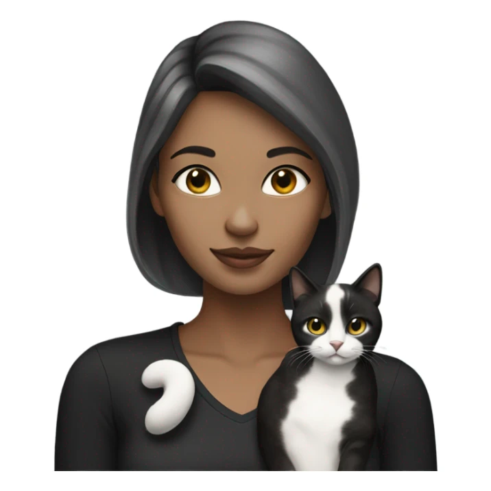 beautiful dark blonde haired women holding a black & white cat sticker