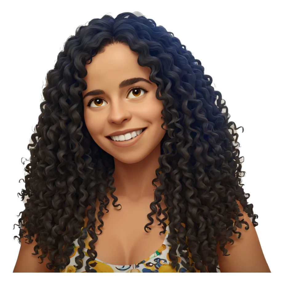 smiling girl with curly hair sticker