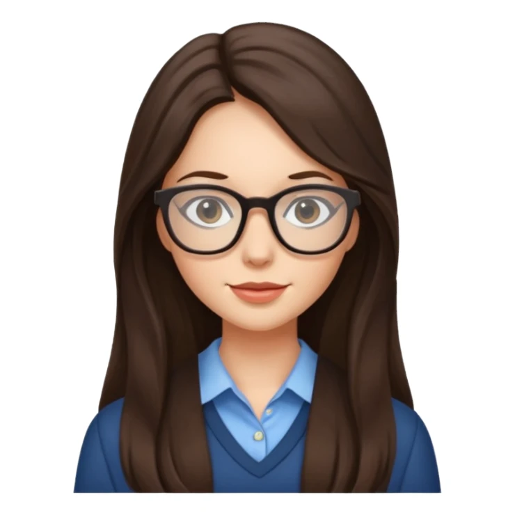 Pretty brunette long haired woman with glasses sticker