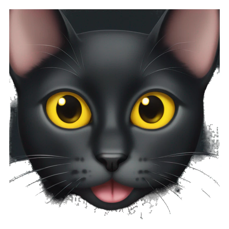 black cat with yellow eyes sticking its tongue out sticker