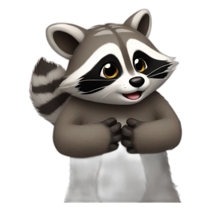 raccoon in front of bunny hug sticker