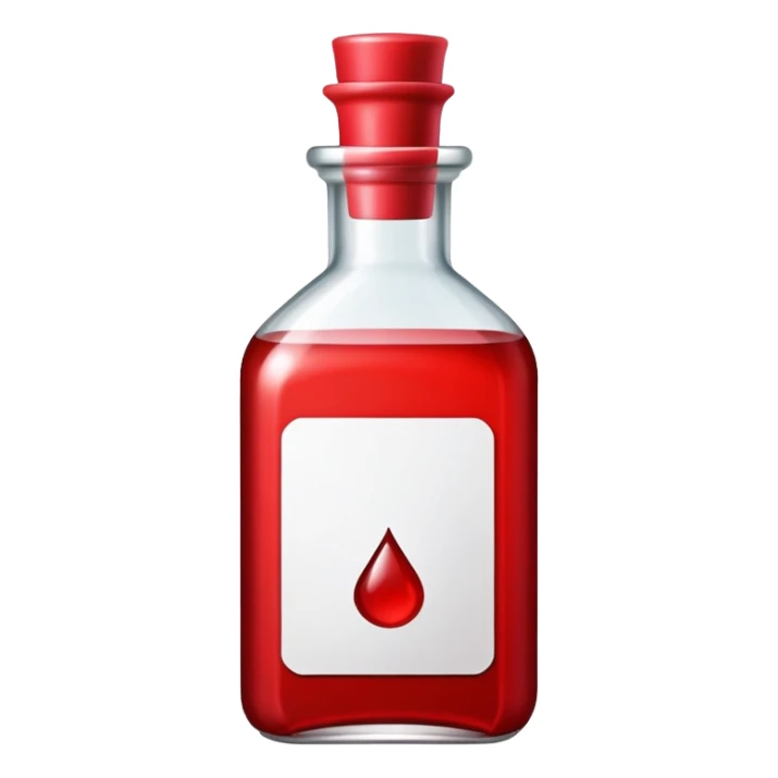 dnd item icon, red health potion squared shape bottle short in height and 'front view sticker