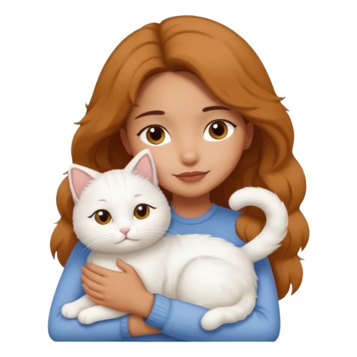 Latina girl hugging white cat sticker