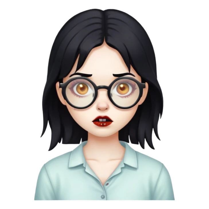 zombie girl with round glasses and black hair sticker