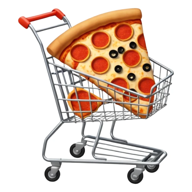 carrello della spesa con pizza oppure vuoto sticker