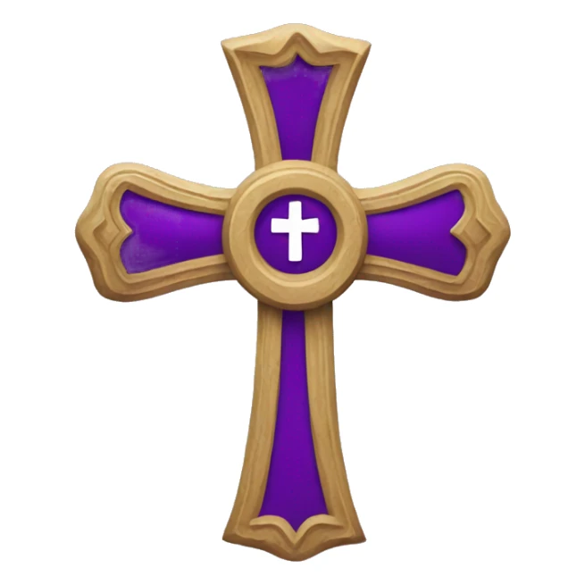 A Christian cross with a purple sash on it sticker