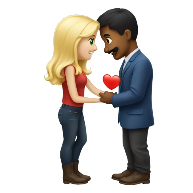 Boy with mustache proposing to a blonde girl sticker