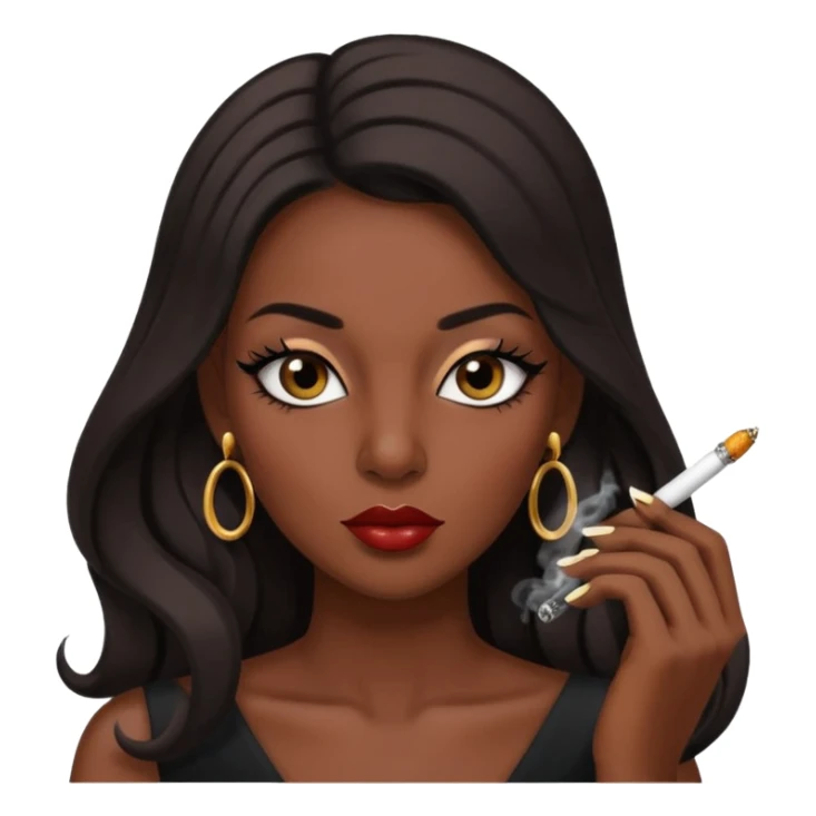 Baddie smoking face with lashes and nails  sticker