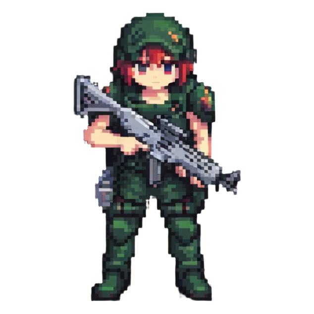 anime style PUBG character with assault rifle sticker