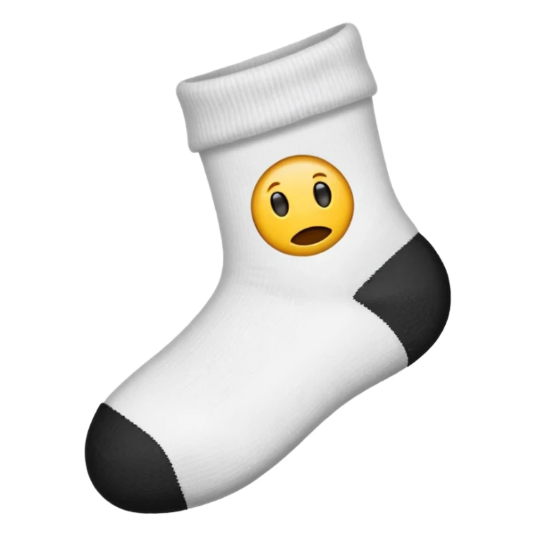 minimal emoji, white sock, hole at big toe, slightly frayed edges sticker