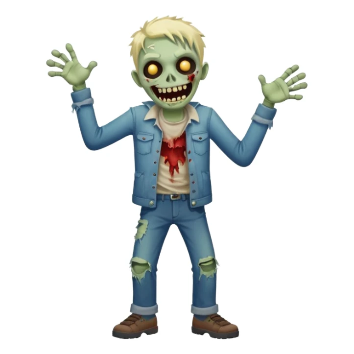 A cute, cheerful zombie is laughing at full length sticker