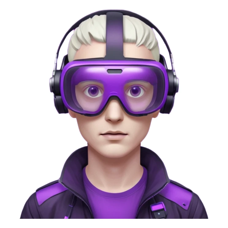 Cyberpunk man fappy head 3d puruple cyber VR -glasses only face sticker