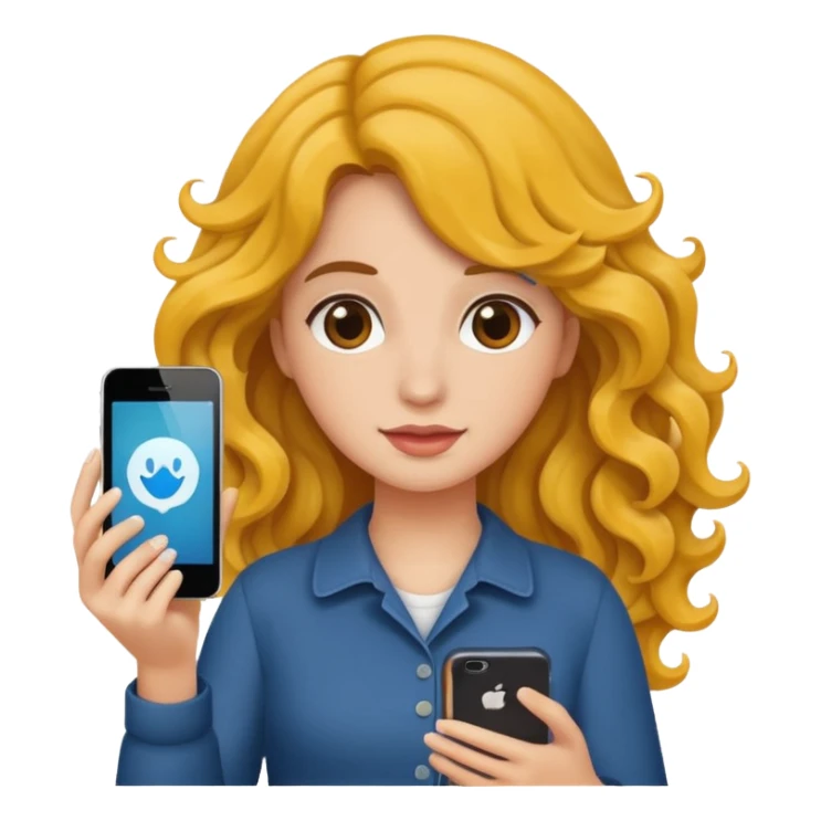 A gurl with wavy hair holding I phone sticker