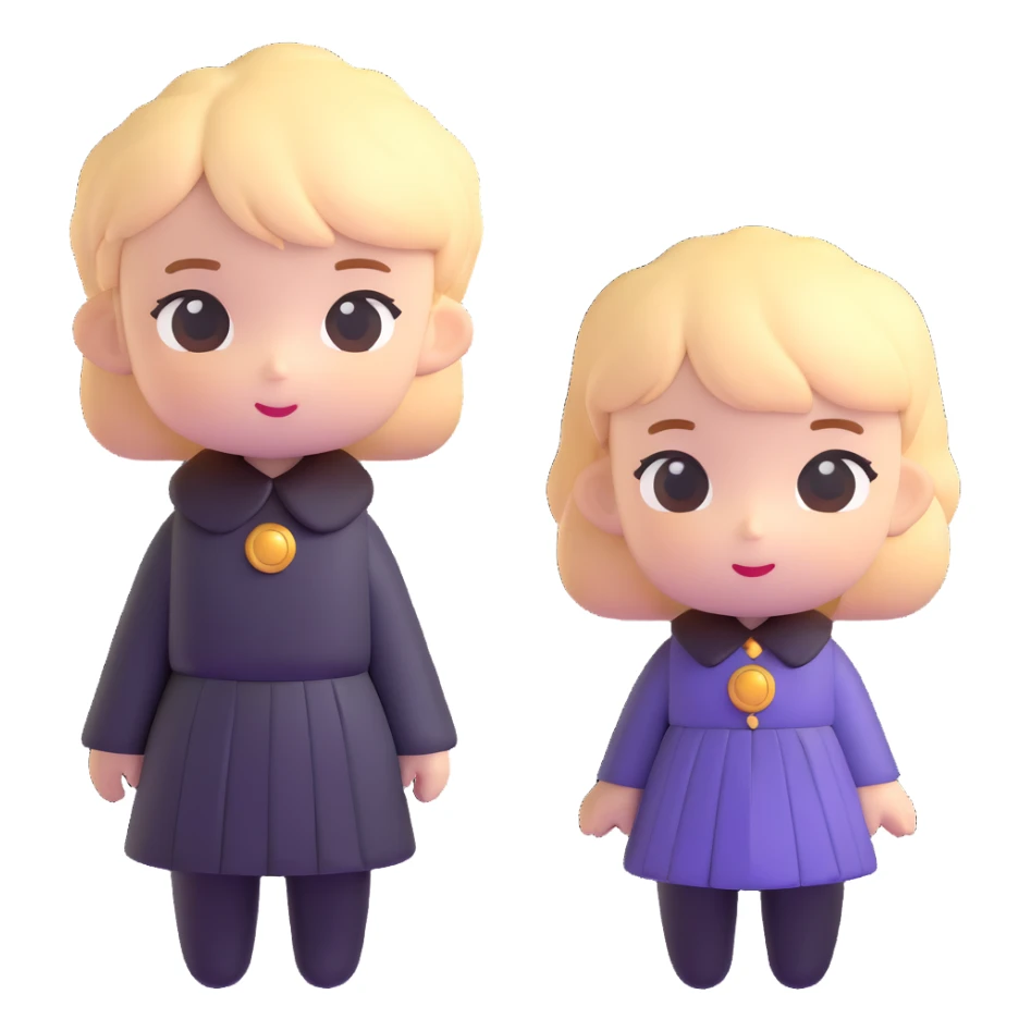 Cute chibi Nero and Lady from Devil May Cry, big heads, small bodies, childlike proportions sticker